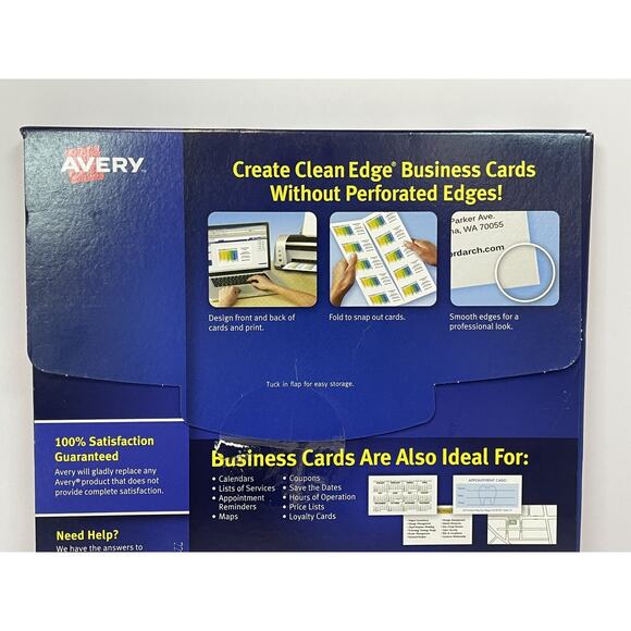 Avery 5877 Clean Edge White Business Cards Laser 240ct New Sealed - Picture 5 of 6
